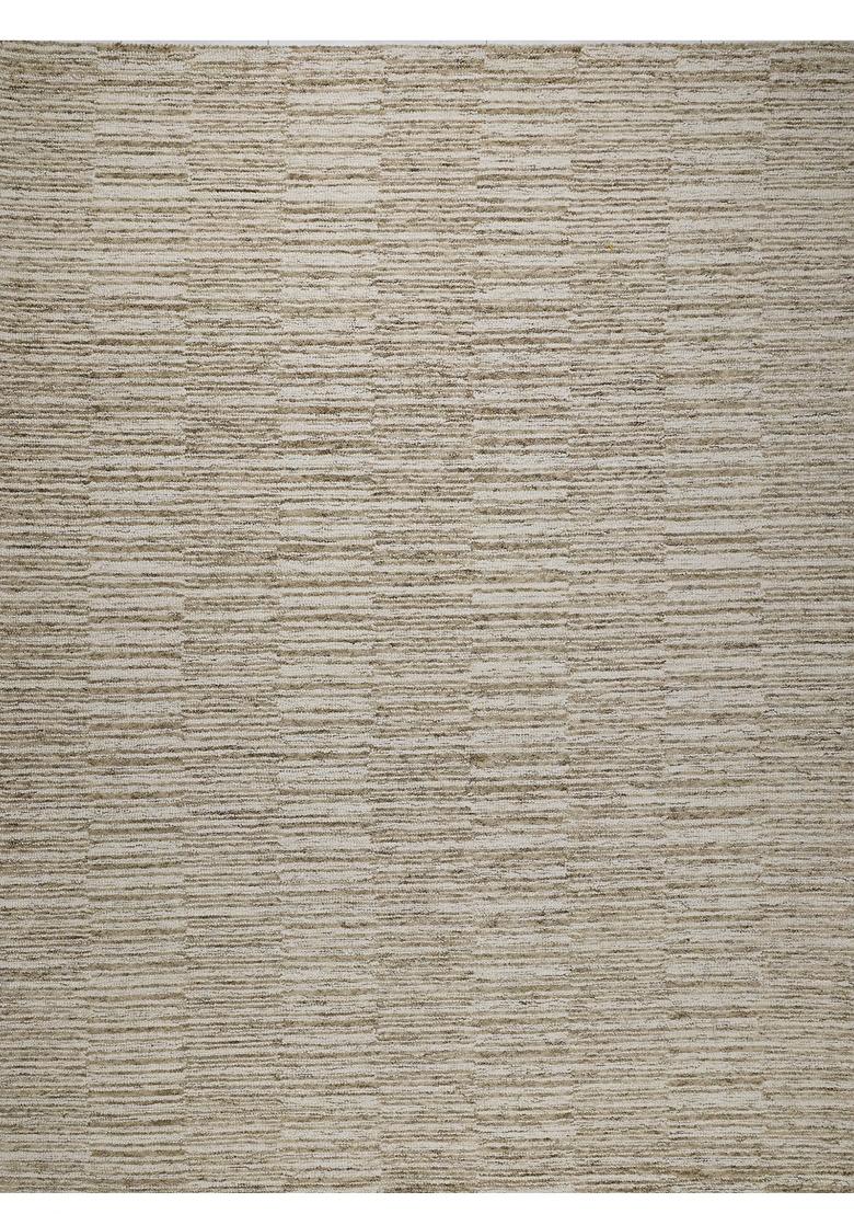Saffron Rugs Hand Tufted Beige Ivory Striped Contemporary Rectangular Wool Area Rug - Indya