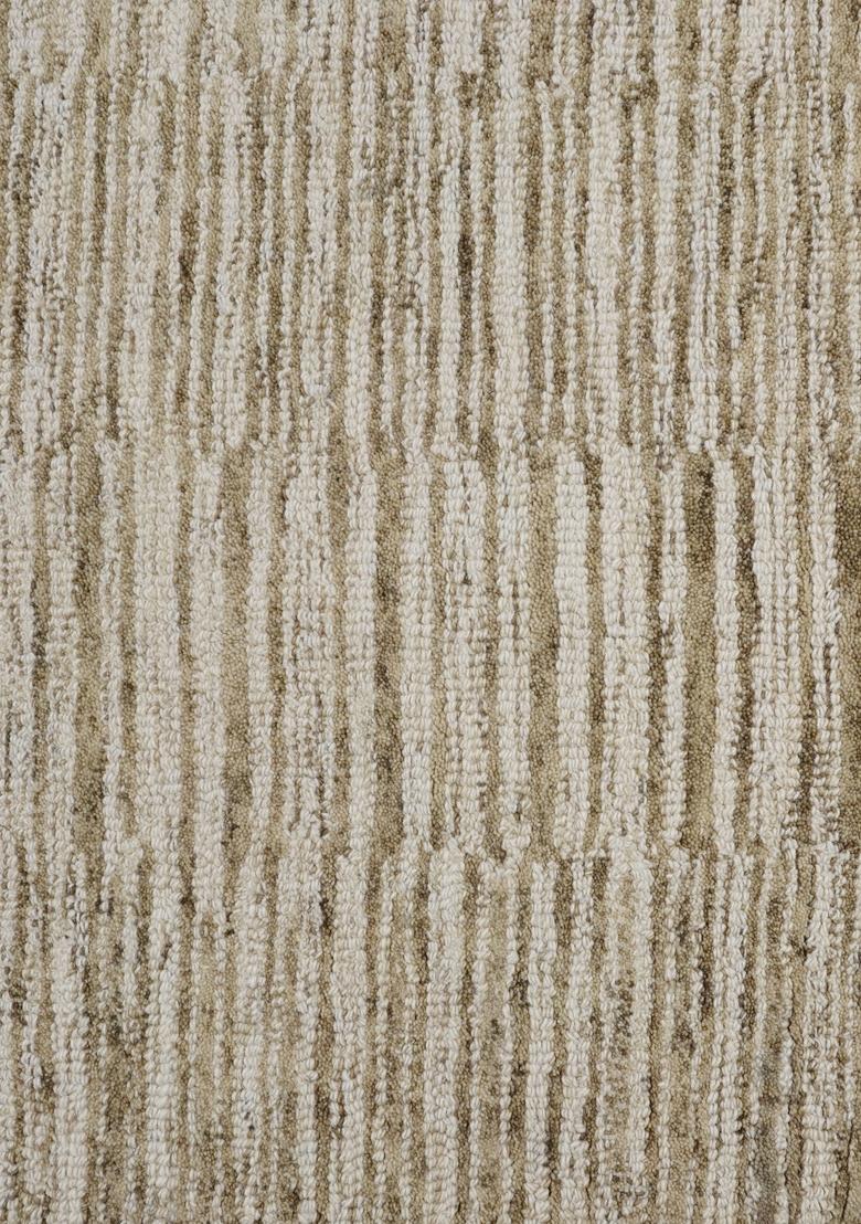 Saffron Rugs Hand Tufted Beige Ivory Striped Contemporary Rectangular Wool Area Rug - Indya