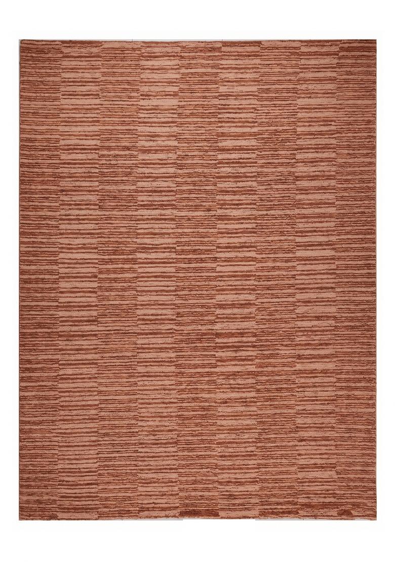 Saffron Rugs Hand Tufted Terracotta Striped Contemporary Rectangular Wool Area Rug - Indya