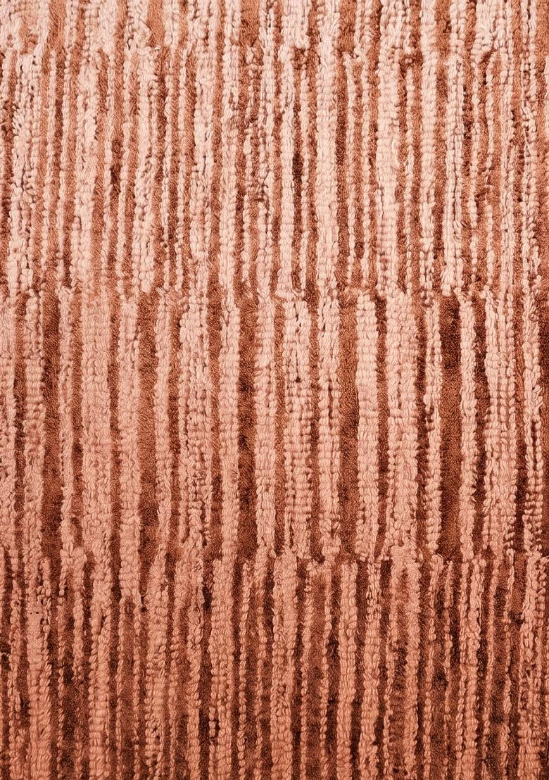 Saffron Rugs Hand Tufted Terracotta Striped Contemporary Rectangular Wool Area Rug - Indya