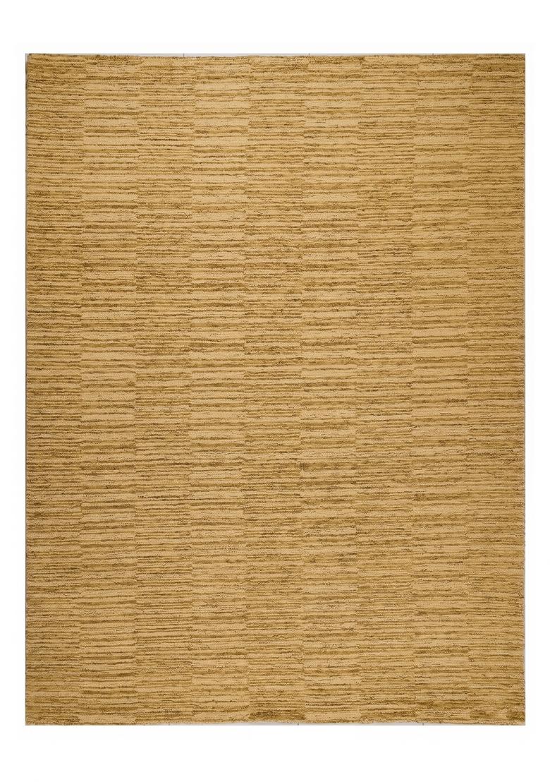 Saffron Rugs Hand Tufted Golden Tan Striped Contemporary Rectangular Wool Area Rug - Indya