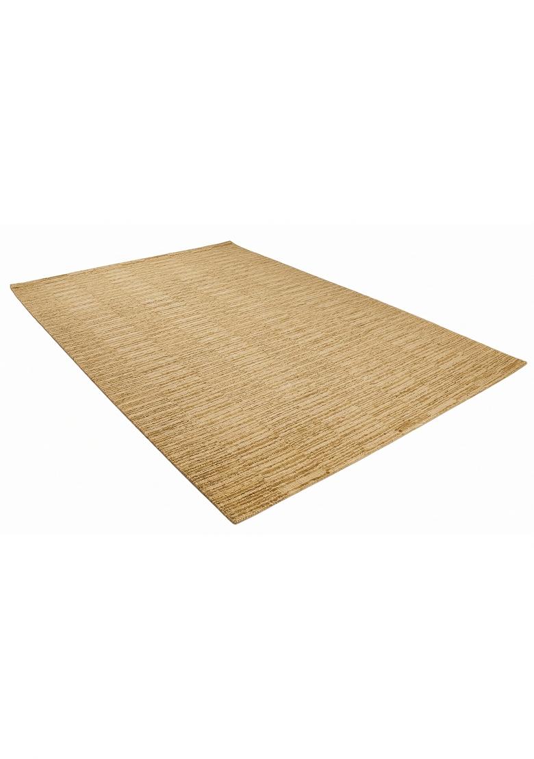Saffron Rugs Hand Tufted Golden Tan Striped Contemporary Rectangular Wool Area Rug - Indya