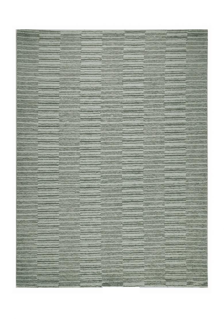 Saffron Rugs Hand Tufted Sage Green Striped Contemporary Rectangular Wool Area Rug - Indya