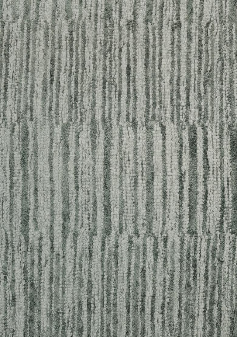 Saffron Rugs Hand Tufted Sage Green Striped Contemporary Rectangular Wool Area Rug - Indya