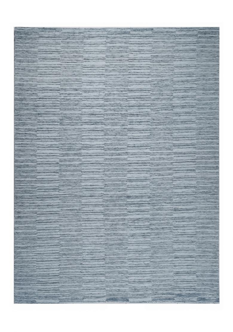 Saffron Rugs Hand Tufted Light Blue Grey Striped Contemporary Rectangular Wool Area Rug - Indya