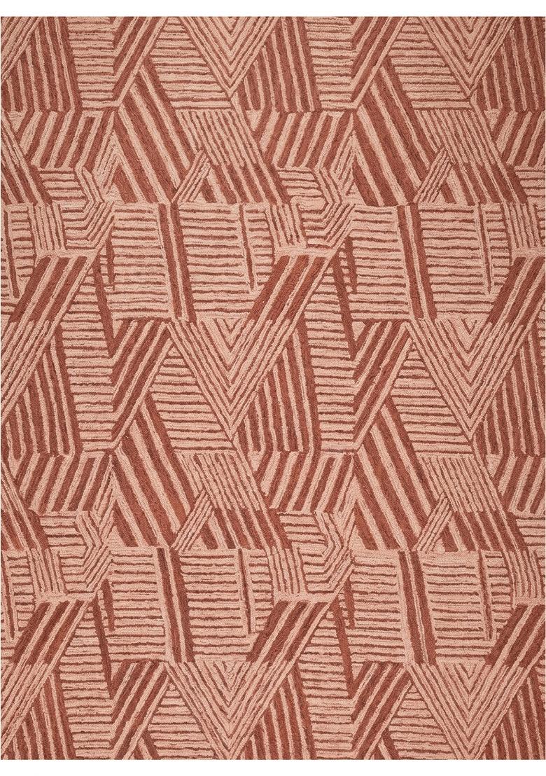 Saffron Rugs Hand Tufted Terracotta Pink Geometric Contemporary Rectangular Wool Area Rug - Indya