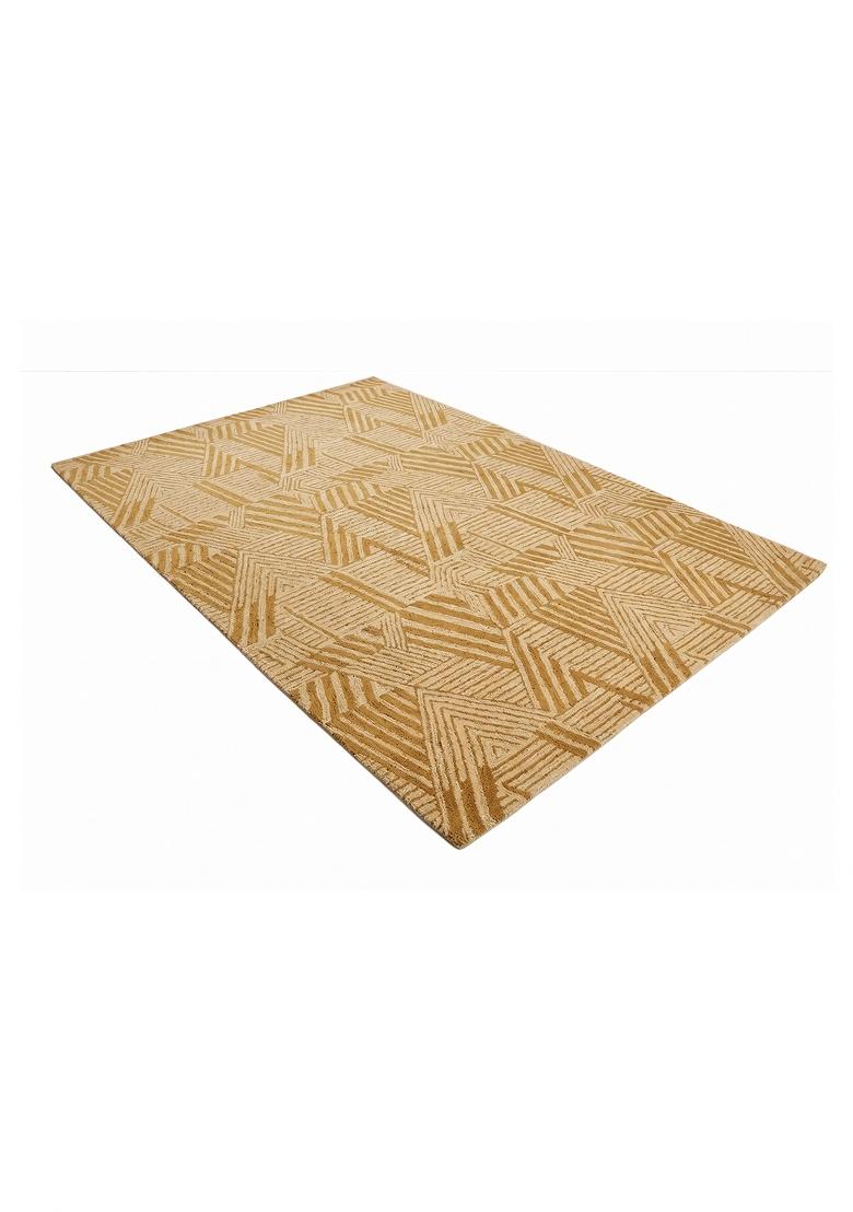 Saffron Rugs Hand Tufted Golden Amber Geometric Contemporary Rectangular Wool Area Rug - Indya