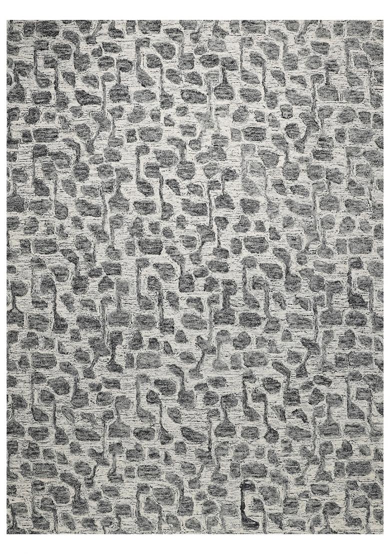 Saffron Rugs Hand Tufted Grey Ivory Geometric Contemporary Rectangular Wool Area Rug - Indya