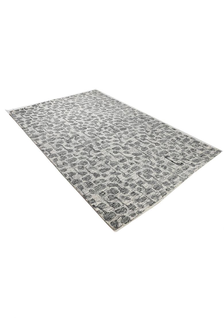 Saffron Rugs Hand Tufted Grey Ivory Geometric Contemporary Rectangular Wool Area Rug - Indya