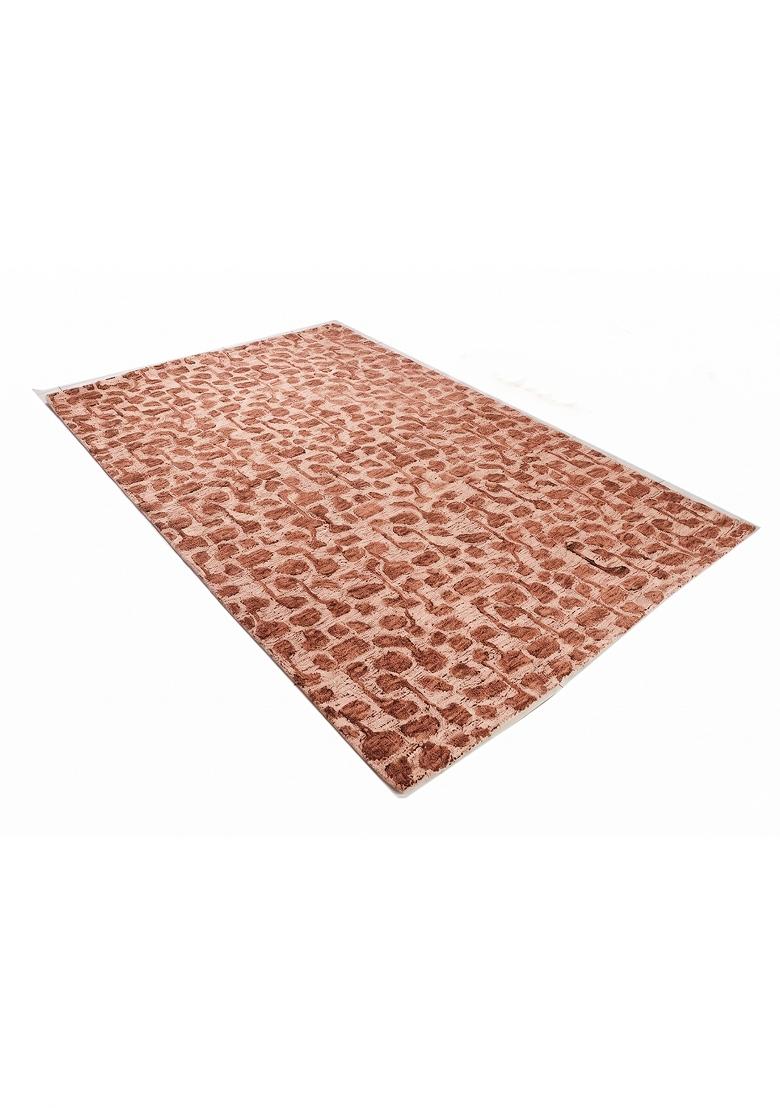 Saffron Rugs Hand Tufted Terracotta Peach Geometric Contemporary Rectangular Wool Area Rug - Indya