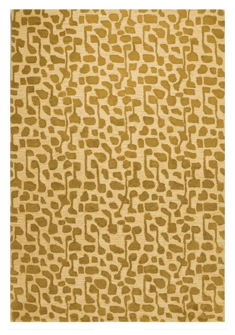 Saffron Rugs Hand Tufted Gold Beige Geometric Contemporary Rectangular Wool Area Rug - Indya