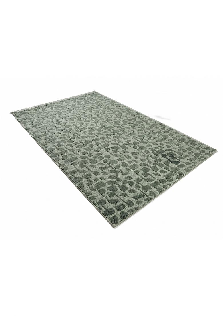Saffron Rugs Hand Tufted Sage Green Geometric Contemporary Rectangular Wool Area Rug - Indya