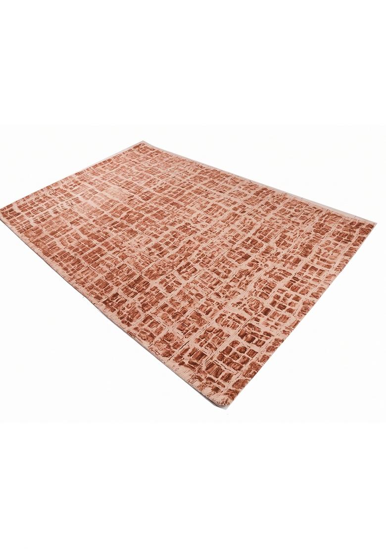 Saffron Rugs Hand Tufted Terracotta Coral Geometric Contemporary Rectangular Wool Area Rug - Indya