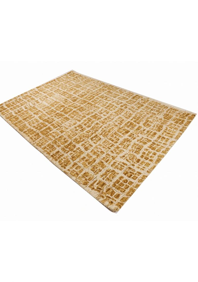 Saffron Rugs Hand Tufted Golden Yellow Geometric Contemporary Rectangular Wool Area Rug - Indya