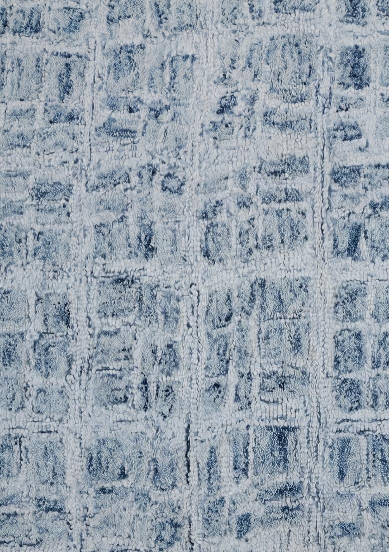 Saffron Rugs Hand Tufted Steel Blue Geometric Contemporary Rectangular Wool Area Rug - Indya