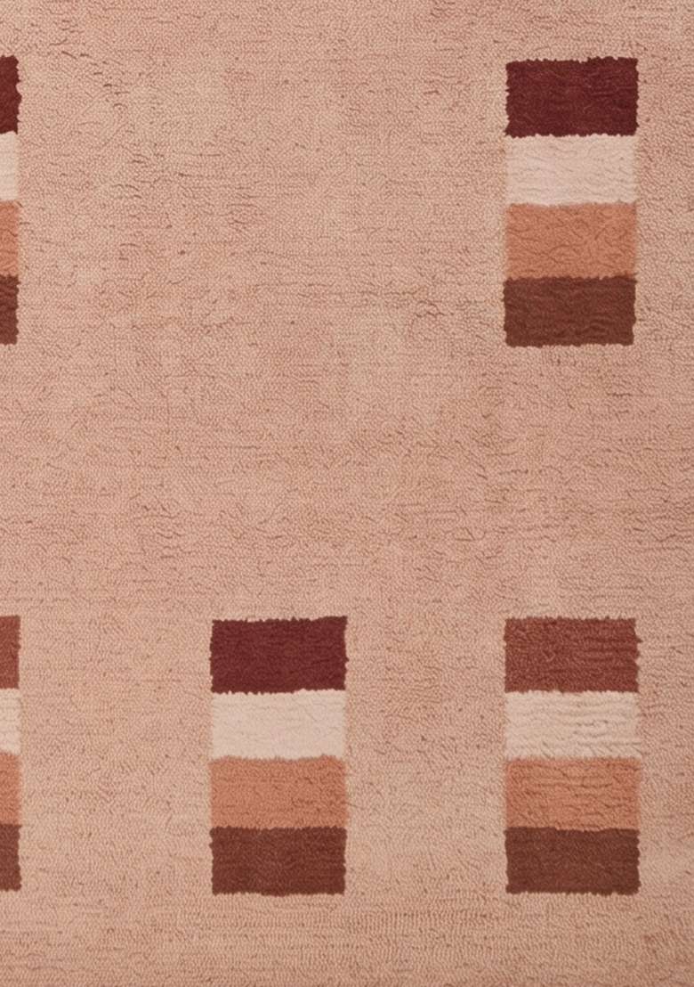 Saffron Rugs Hand-Tufted 100% Wool Area Rug | Blush Pink Rectangular Rug | Cotton Backing | Contemporary Geometric Home Decor Carpet for Bedroom - Indya