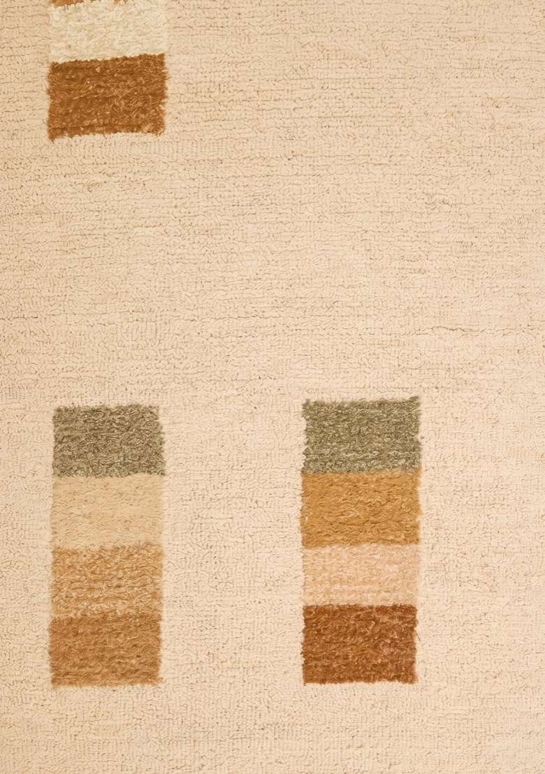 Saffron Rugs Hand-Tufted 100% Wool Area Rug | Cream Ivory Rectangular Rug | Cotton Backing | Contemporary Geometric Home Decor Carpet for Bedroom - Indya