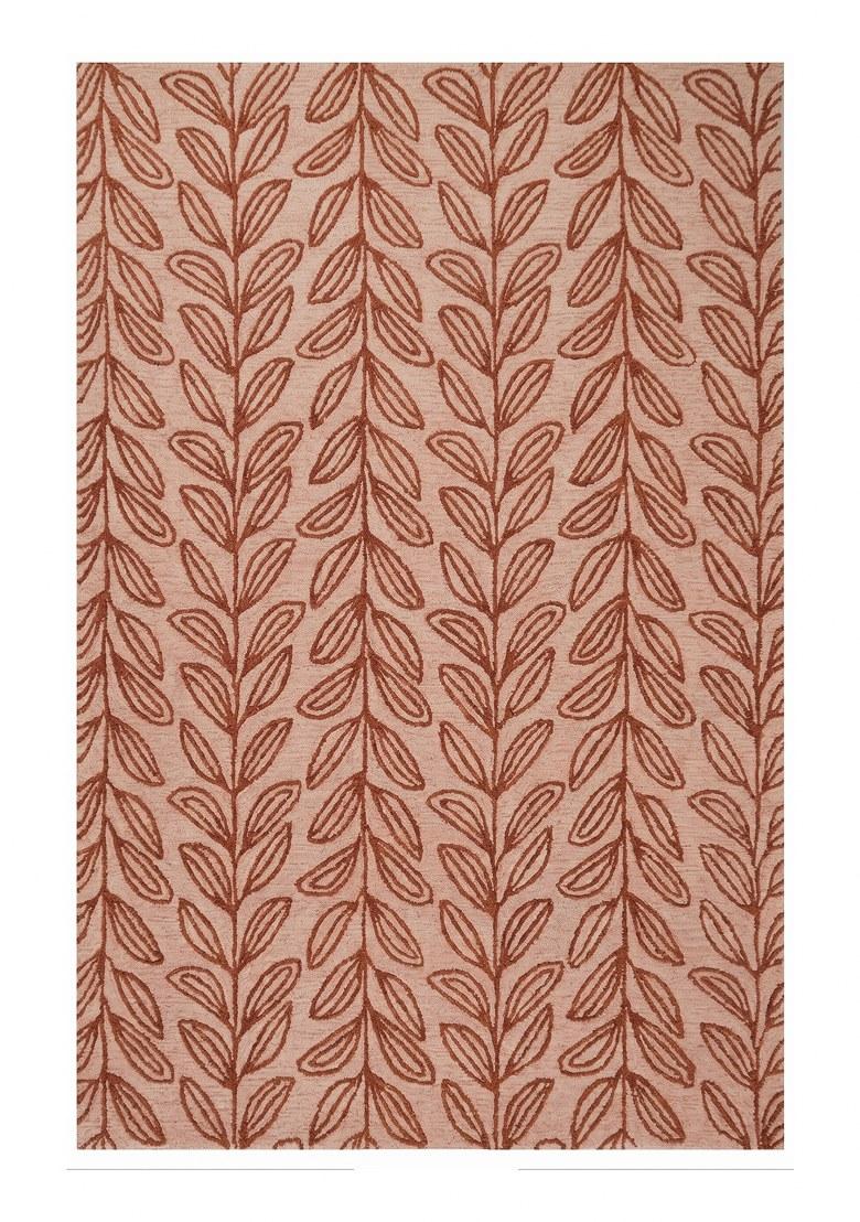 Saffron Rugs Hand Tufted Terracotta Leaf Contemporary Rectangular Wool Area Rug - Indya