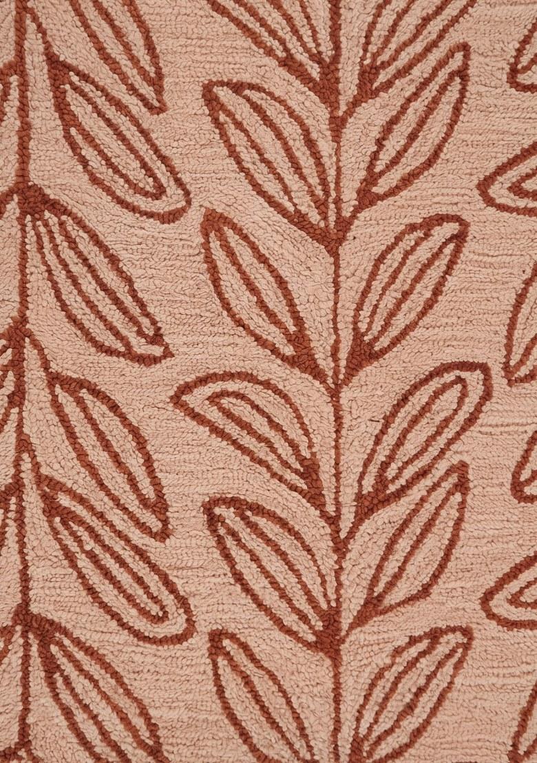 Saffron Rugs Hand Tufted Terracotta Leaf Contemporary Rectangular Wool Area Rug - Indya