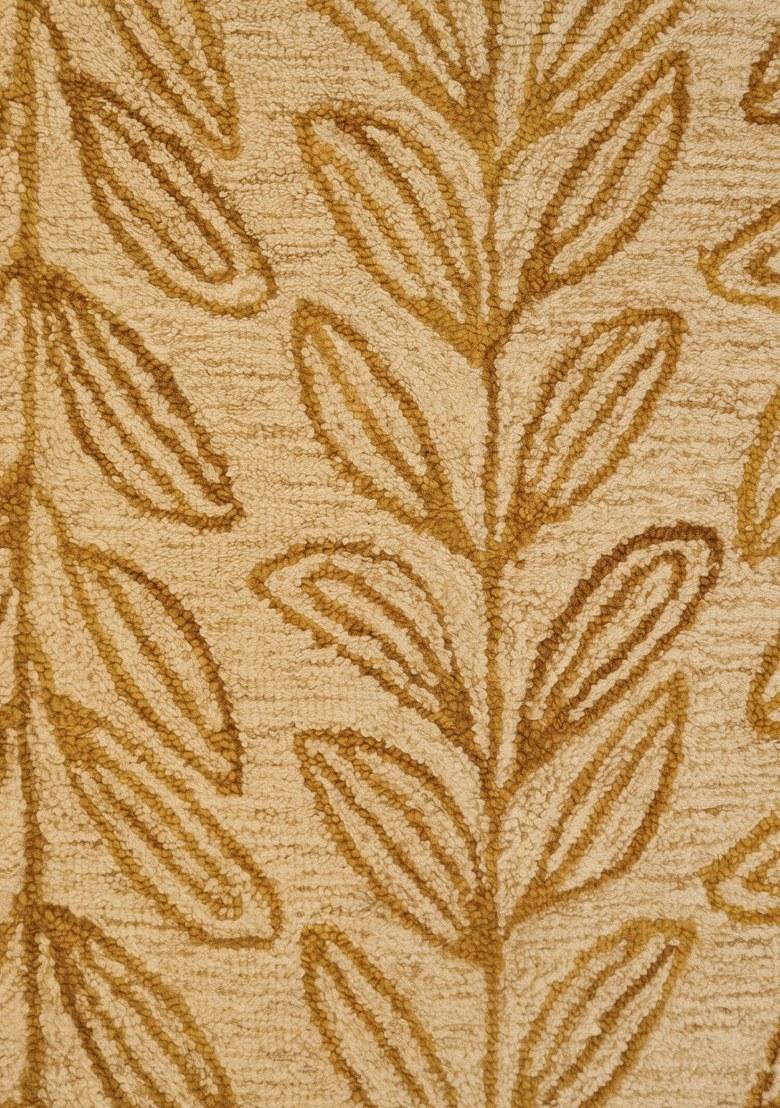 Saffron Rugs Hand Tufted Beige Leaf Contemporary Rectangular Wool Area Rug - Indya