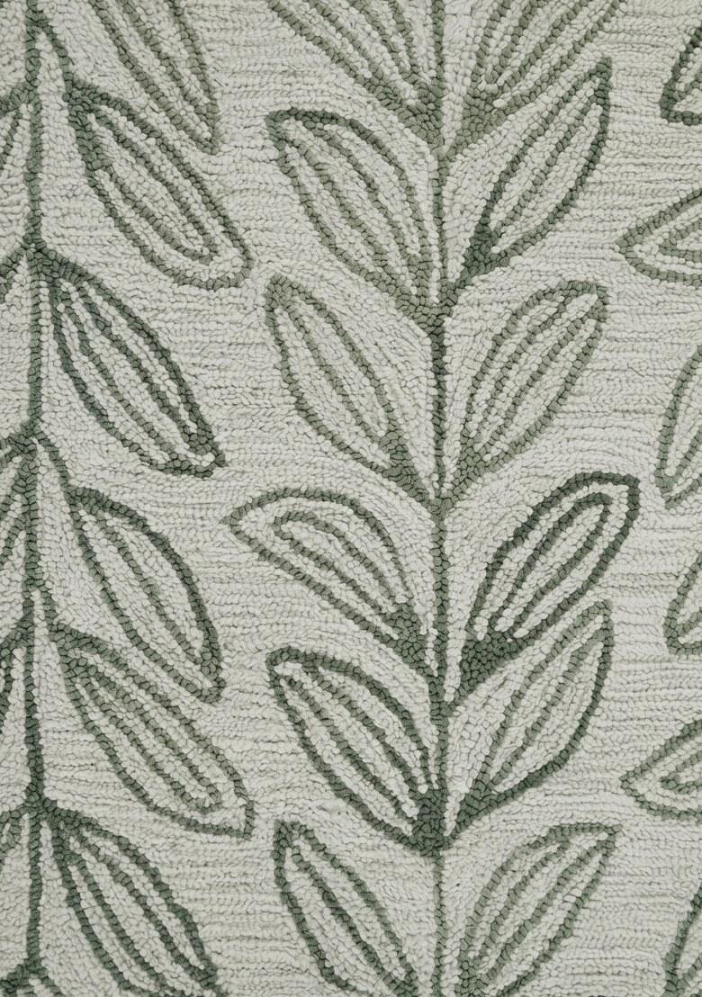 Saffron Rugs Hand Tufted Light Grey Leaf Contemporary Rectangular Wool Area Rug - Indya