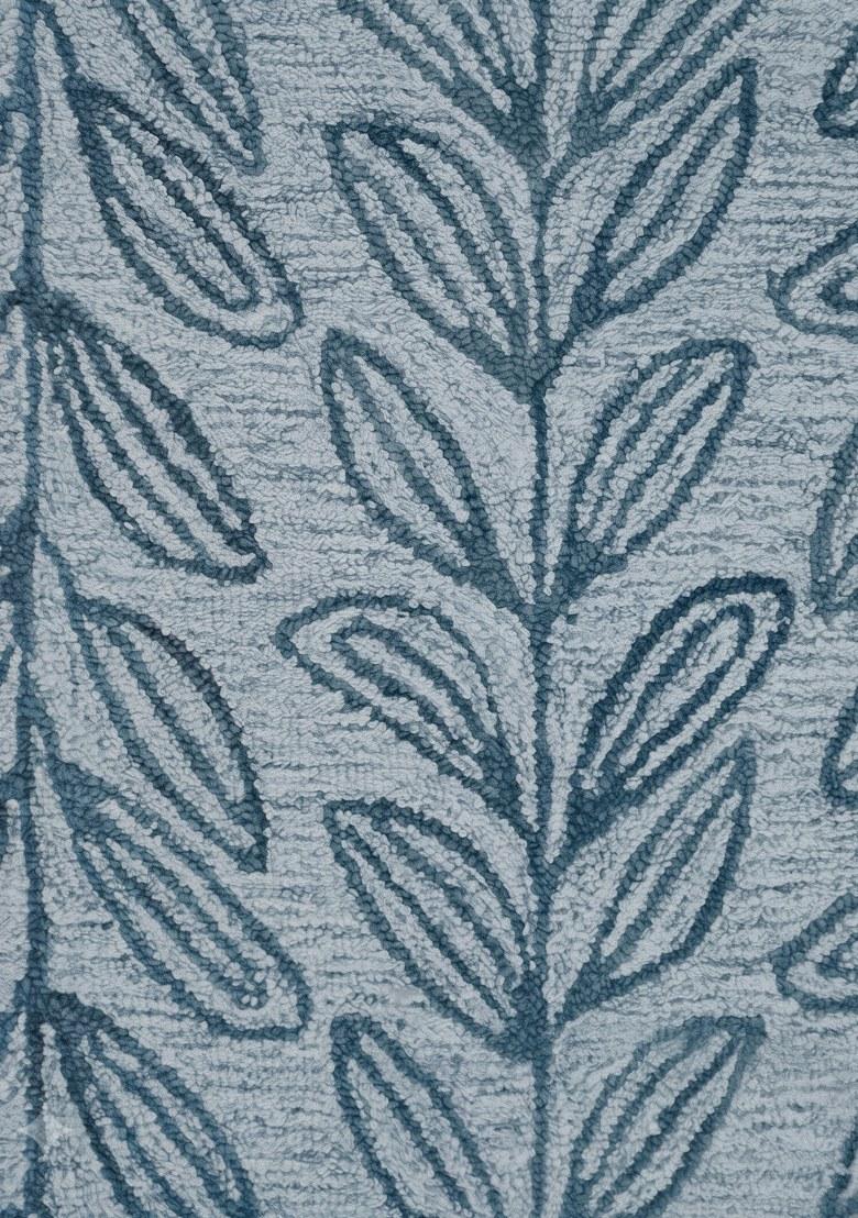 Saffron Rugs Hand Tufted Light Blue Leaf Contemporary Rectangular Wool Area Rug - Indya