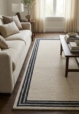 Saffron Rugs Hand Tufted Beige Solid Contemporary Rectangular Wool Area Rug
