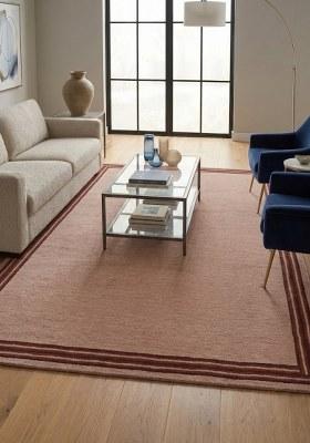 Saffron Rugs Hand Tufted Blush Pink Solid Contemporary Rectangular Wool Area Rug