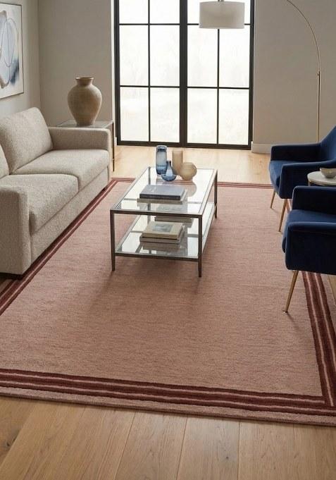 Saffron Rugs Hand Tufted Blush Pink Solid Contemporary Rectangular Wool Area Rug