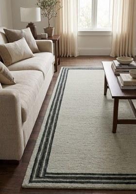 Saffron Rugs Hand Tufted Sage Green Solid Contemporary Rectangular Wool Area Rug