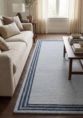 Saffron Rugs Hand Tufted Steel Blue Solid Contemporary Rectangular Wool Area Rug