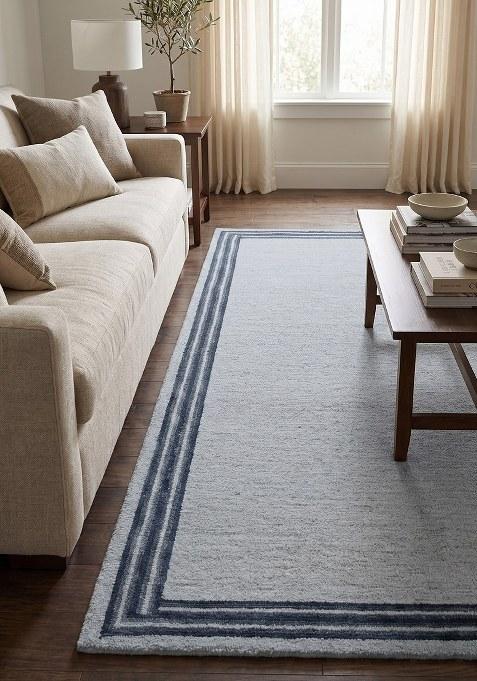 Saffron Rugs Hand Tufted Steel Blue Solid Contemporary Rectangular Wool Area Rug