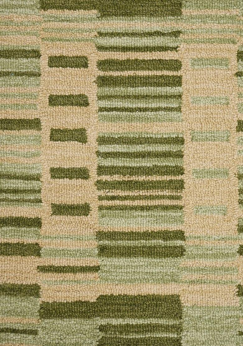 Saffron Rugs Hand Tufted Green Geometric Contemporary Rectangular Wool Area Rug - Indya