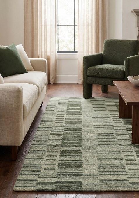 Saffron Rugs Hand Tufted Grey Geometric Contemporary Rectangular Wool Area Rug