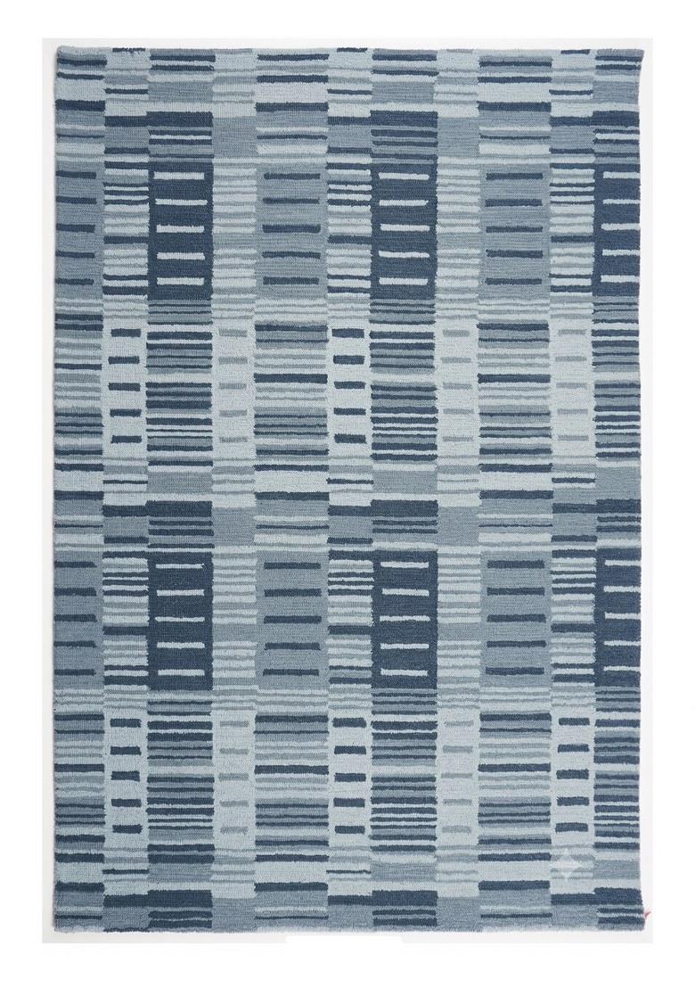 Saffron Rugs Hand Tufted Steel Blue Geometric Contemporary Rectangular Wool Area Rug - Indya