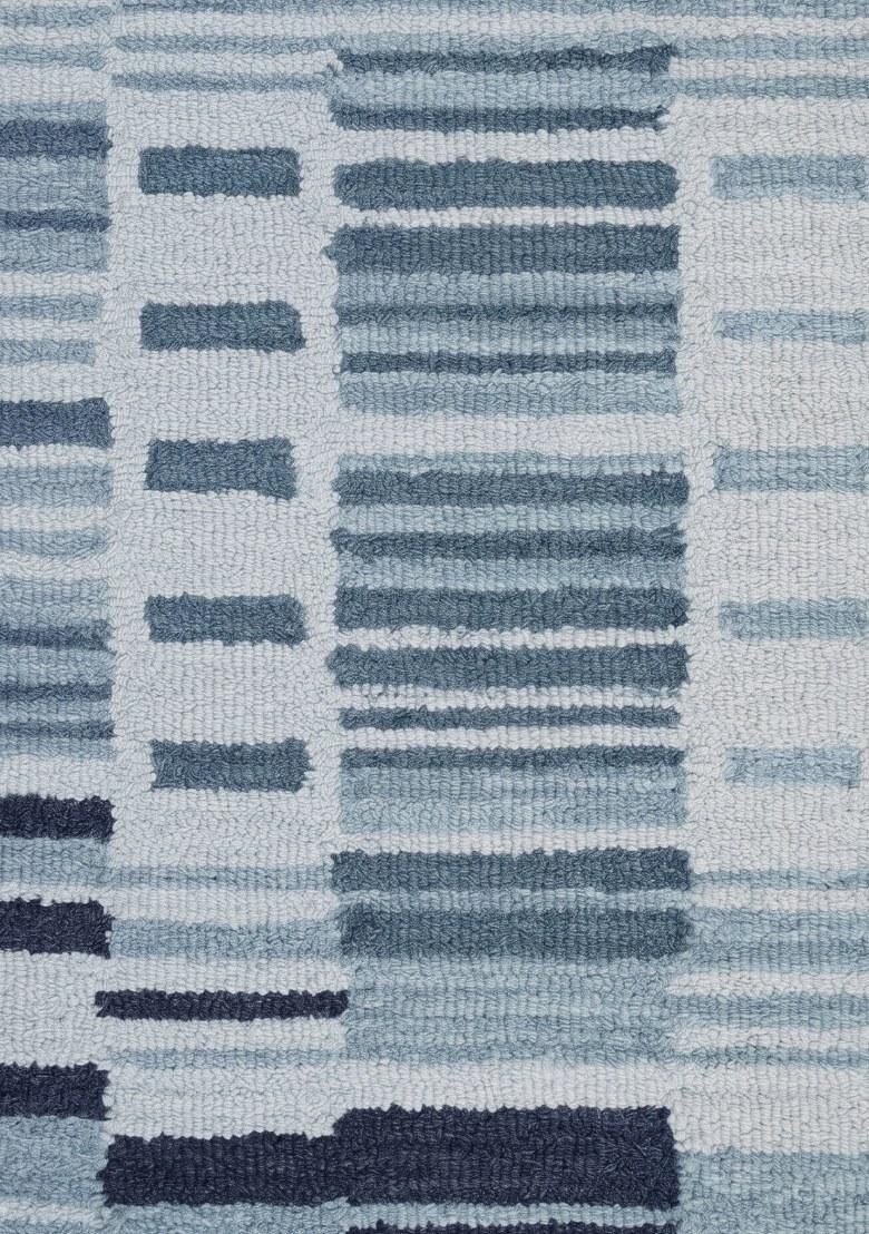 Saffron Rugs Hand Tufted Steel Blue Geometric Contemporary Rectangular Wool Area Rug - Indya