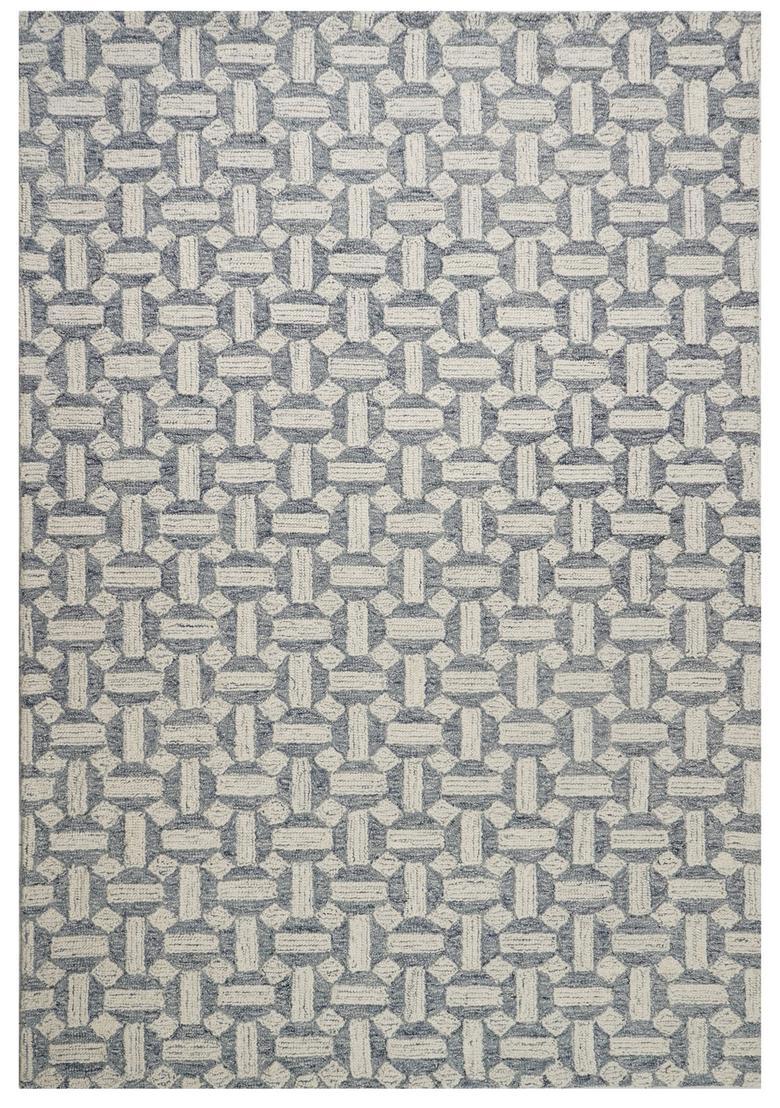 Saffron Rugs Hand Tufted Blue Grey  Contemporary Rectangular Wool Area Rug - Indya