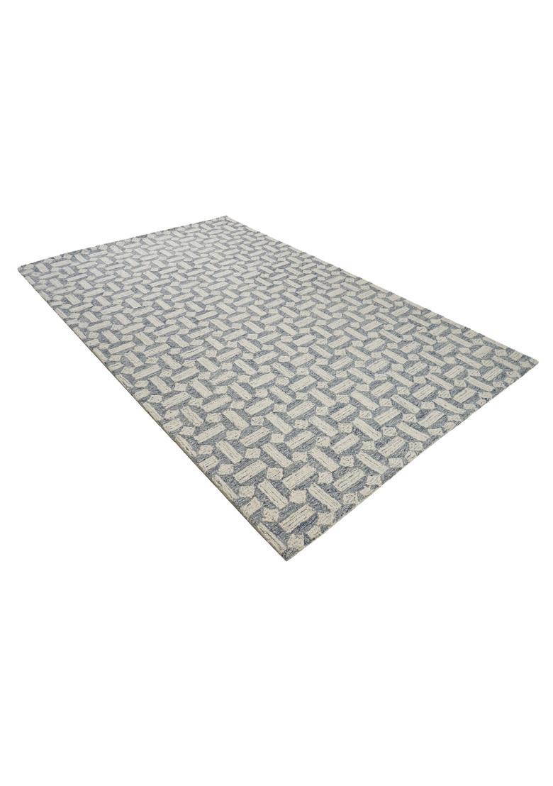Saffron Rugs Hand Tufted Blue Grey  Contemporary Rectangular Wool Area Rug - Indya