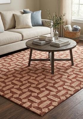 Saffron Rugs Hand Tufted Terracotta Brown  Contemporary Rectangular Wool Area Rug