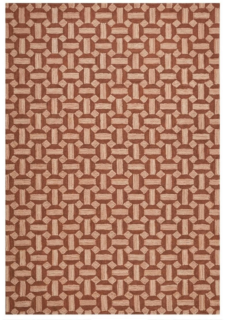 Saffron Rugs Hand Tufted Terracotta Brown  Contemporary Rectangular Wool Area Rug - Indya