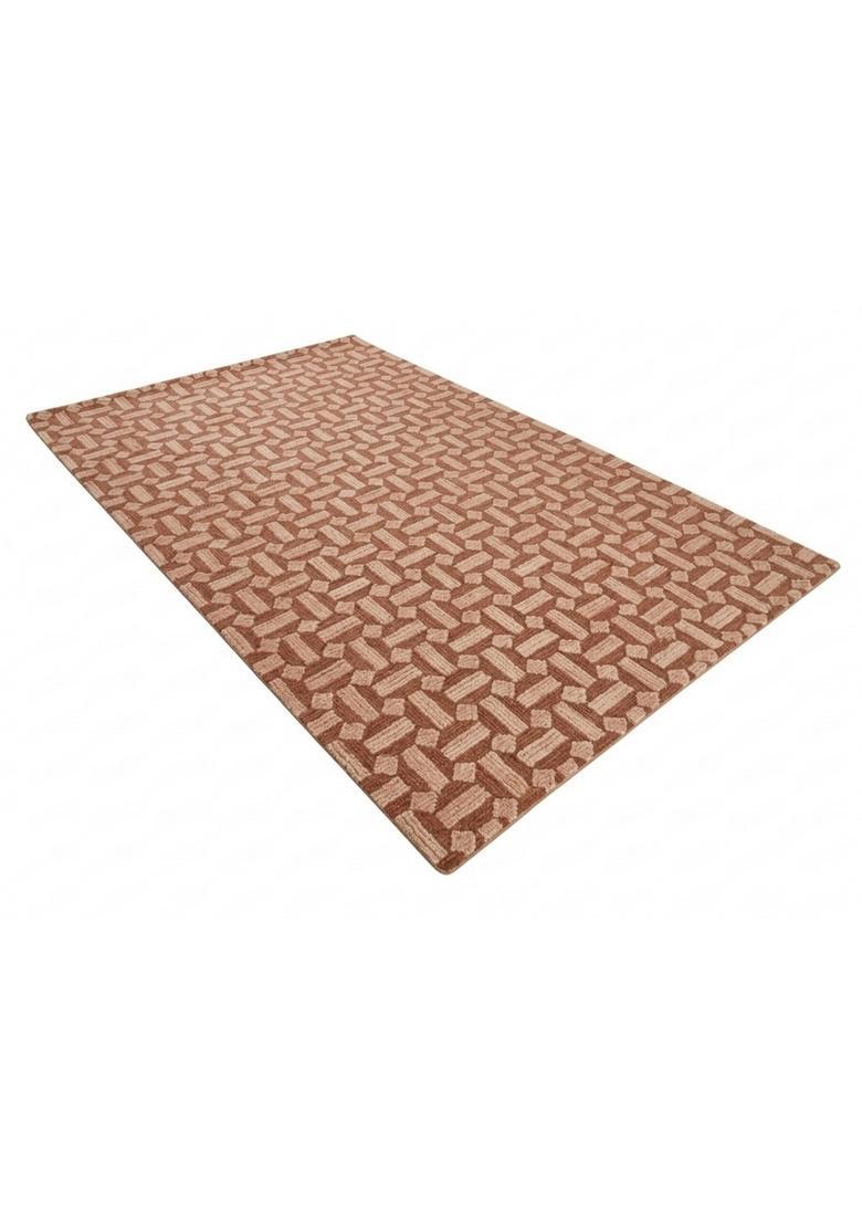 Saffron Rugs Hand Tufted Terracotta Brown  Contemporary Rectangular Wool Area Rug - Indya