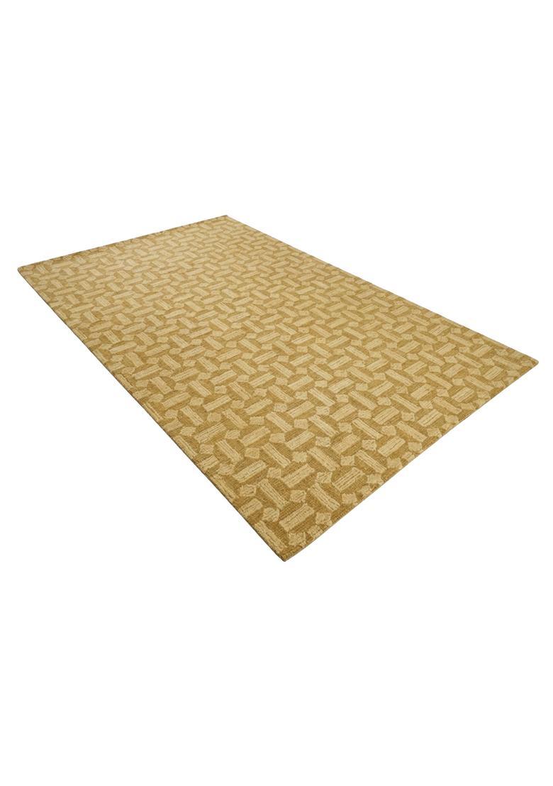 Saffron Rugs Hand Tufted Mustard Gold  Contemporary Rectangular Wool Area Rug - Indya