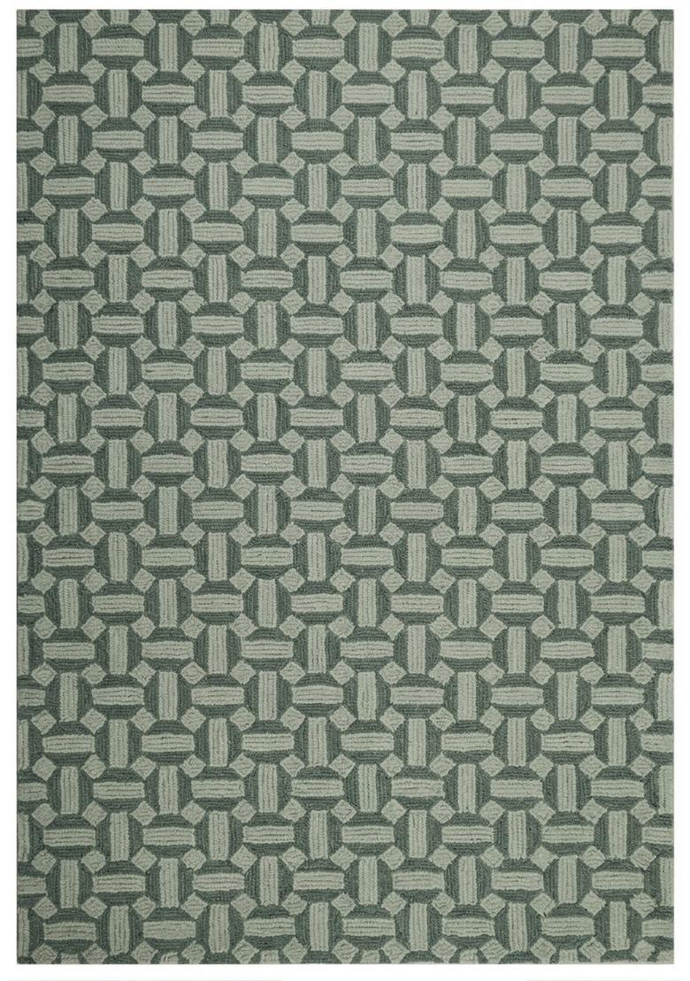 Saffron Rugs Hand Tufted Sage Green  Contemporary Rectangular Wool Area Rug - Indya