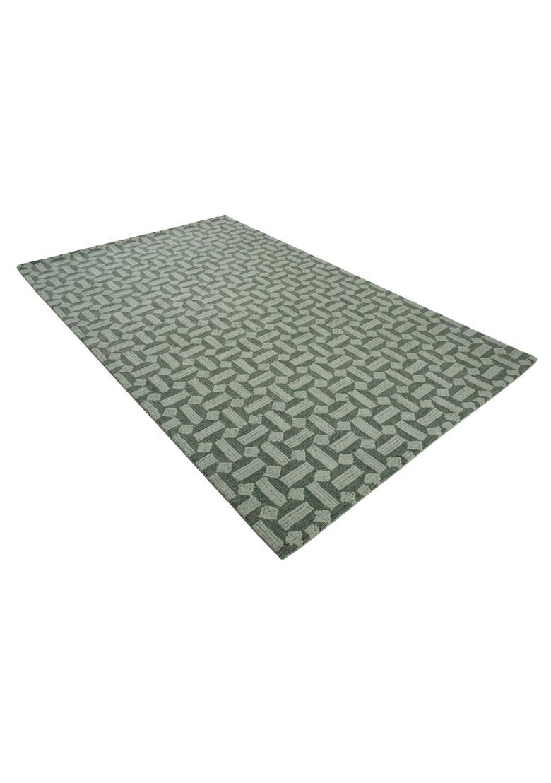 Saffron Rugs Hand Tufted Sage Green  Contemporary Rectangular Wool Area Rug - Indya
