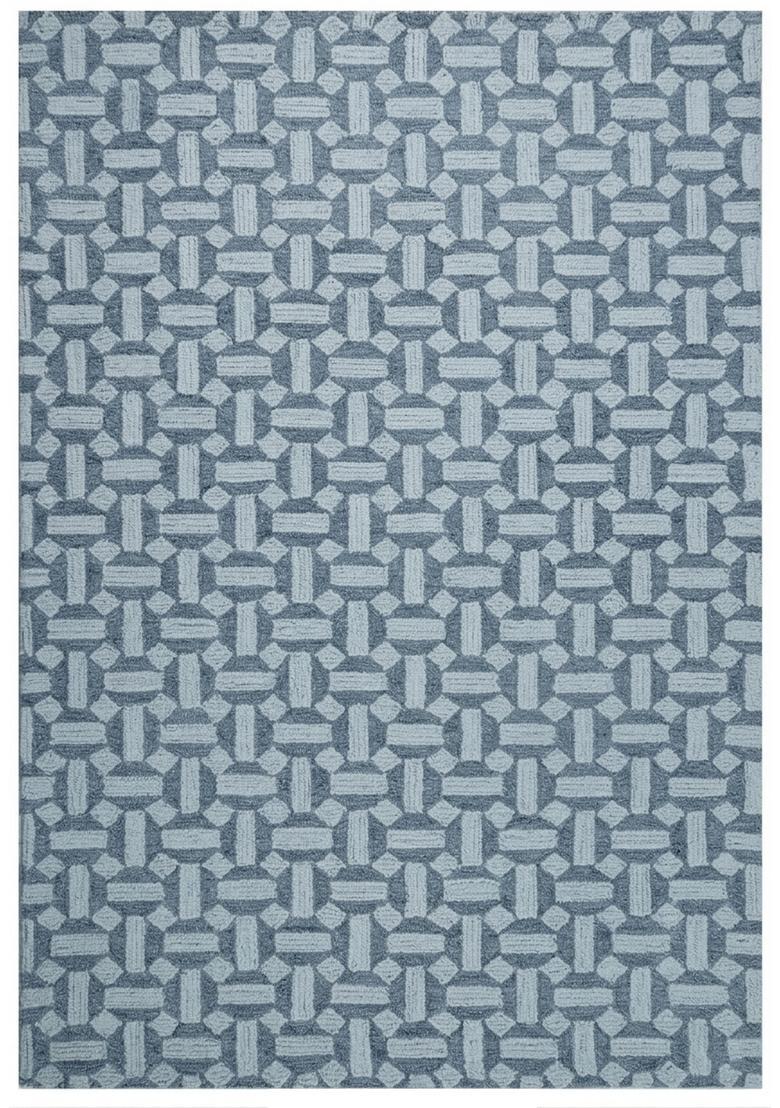 Saffron Rugs Hand Tufted Dusty Blue  Contemporary Rectangular Wool Area Rug - Indya