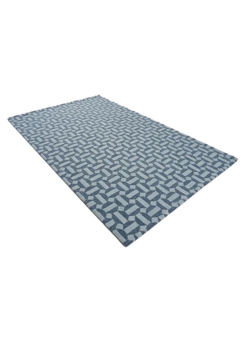 Saffron Rugs Hand Tufted Dusty Blue  Contemporary Rectangular Wool Area Rug - Indya