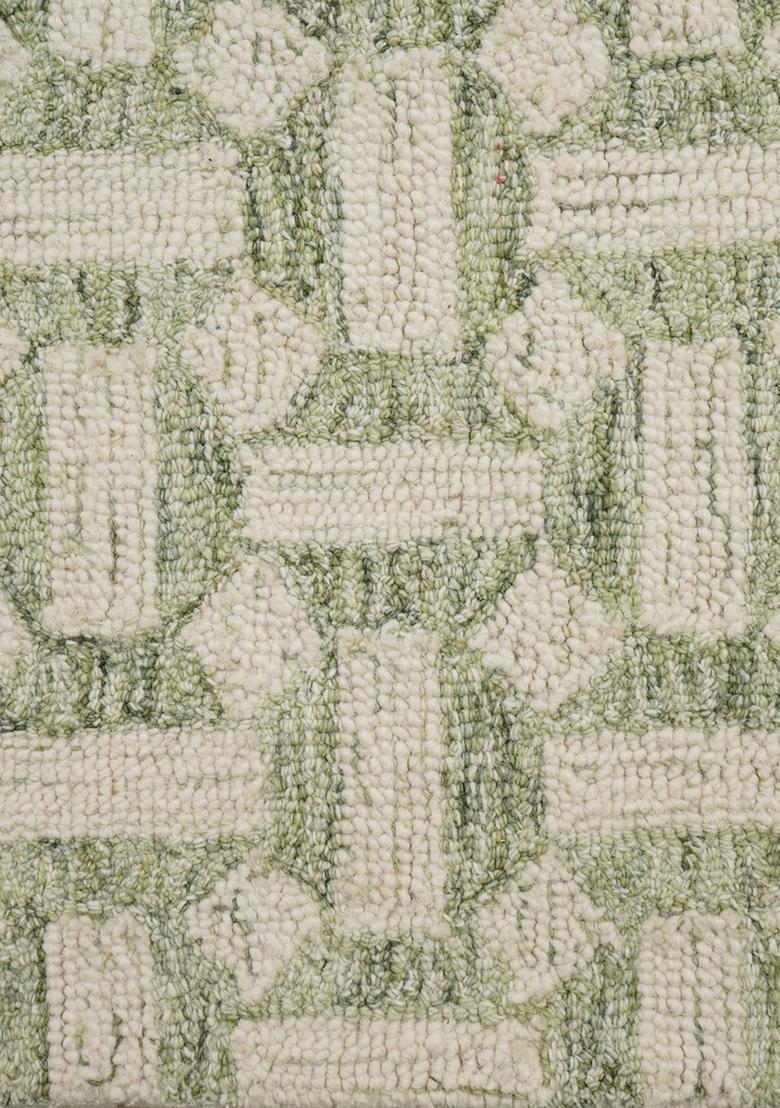 Saffron Rugs Hand Tufted Green  Contemporary Rectangular Wool Area Rug - Indya