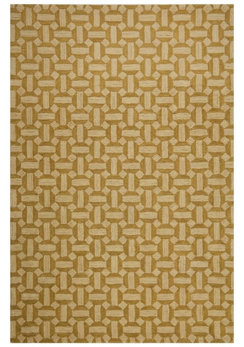 Saffron Rugs Hand Tufted Mustard Gold  Contemporary Rectangular Wool Area Rug - Indya