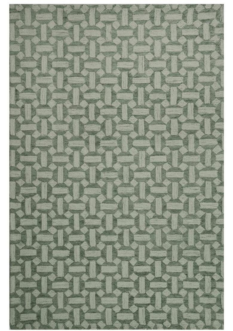 Saffron Rugs Hand Tufted Sage Green  Contemporary Rectangular Wool Area Rug - Indya