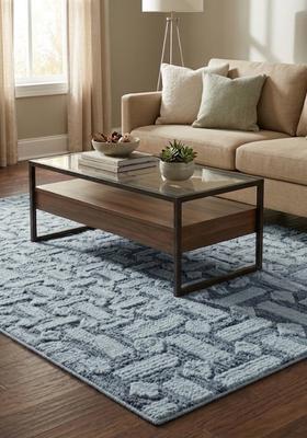 Saffron Rugs Hand Tufted Light Blue  Contemporary Rectangular Wool Area Rug